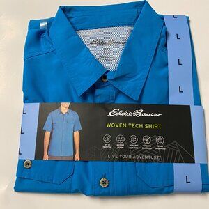 Eddie Bauer Mens Woven Tech Shirt  Breathable &‎ Quick-Dry L NWT